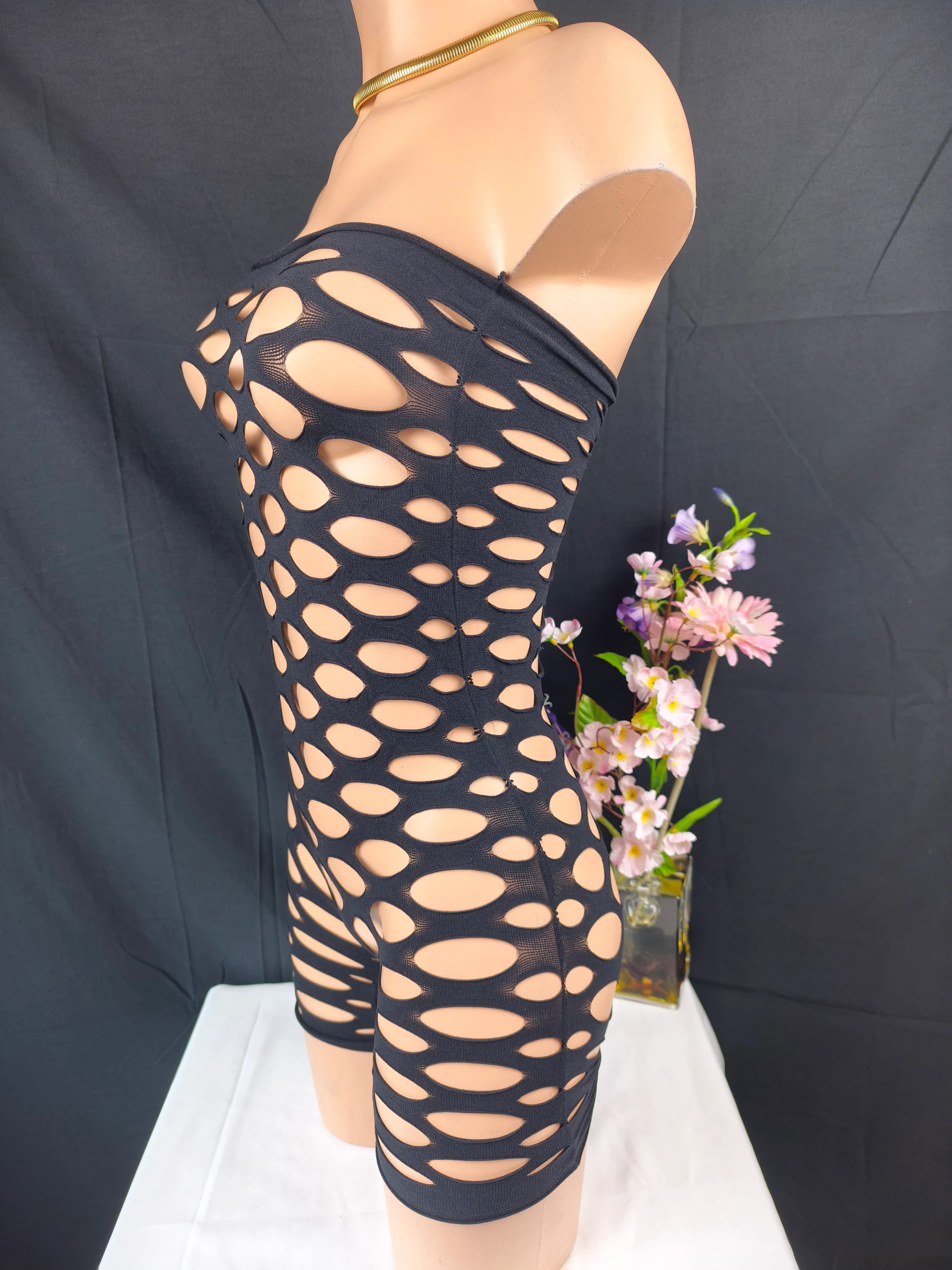 Ultra trendy Bodystocking met opengewerkte mesh / Unisize (XS tot L) – photo 8